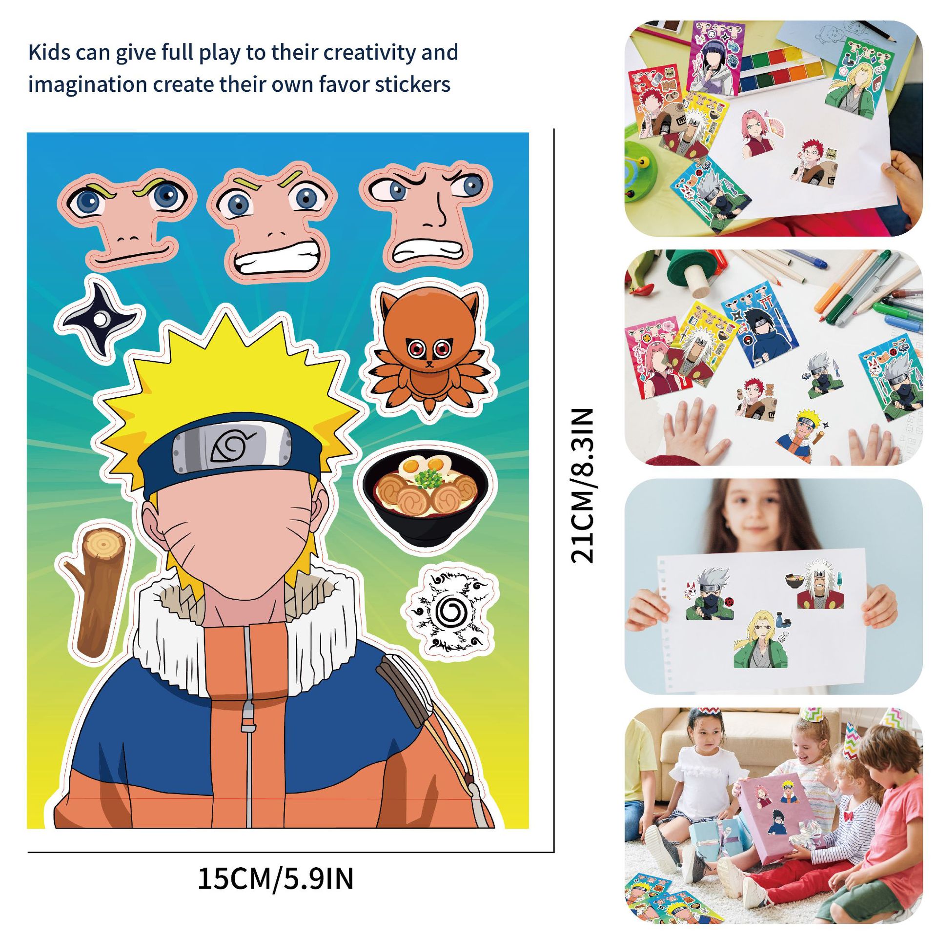 Bộ 8 tấm Hình dán sáng tạo cho bé - Naruto