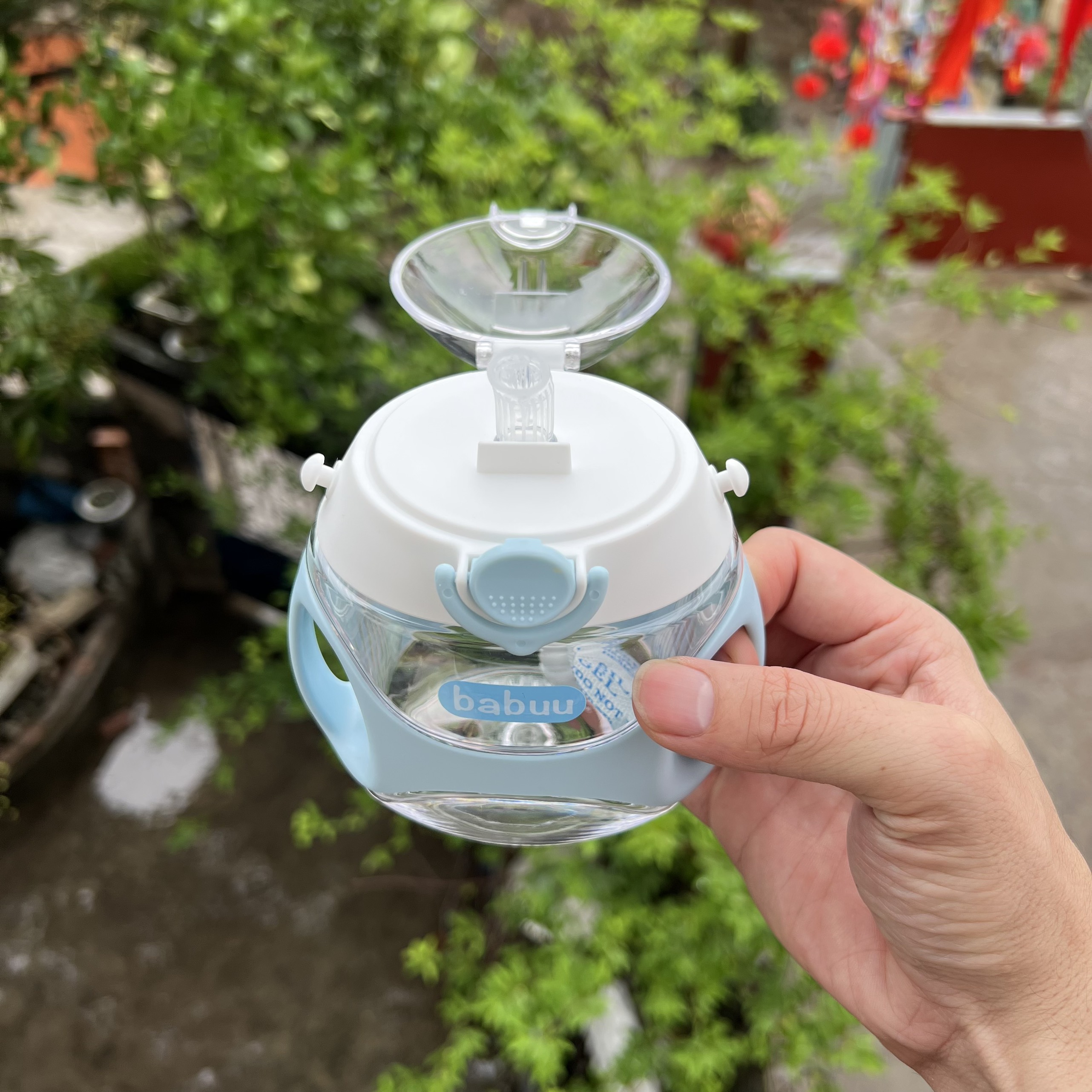 Bình Hút Babuu 330ml Kèm Van Chống Sặc,Dây Đeo