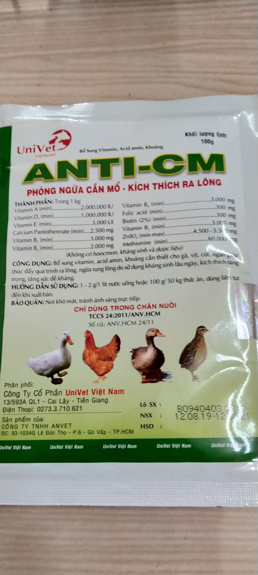 gà ra lông mạnh, chống cắn mổ 100gr