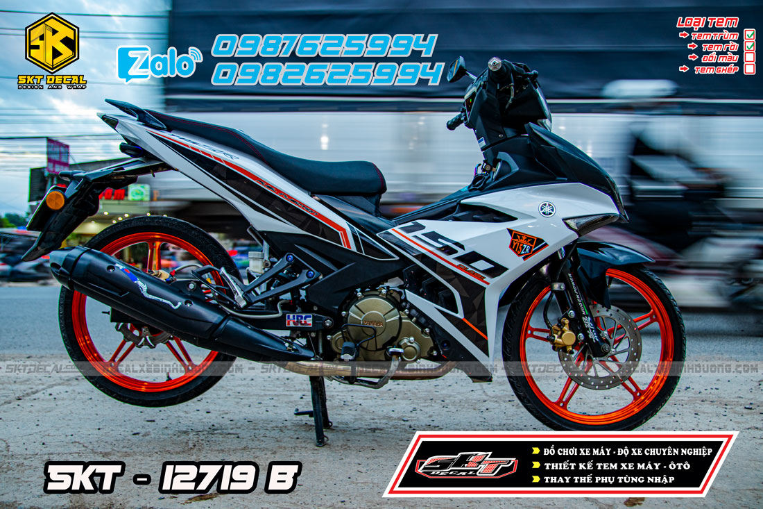 tem exciter 150 trắng đen y15zr (rời)