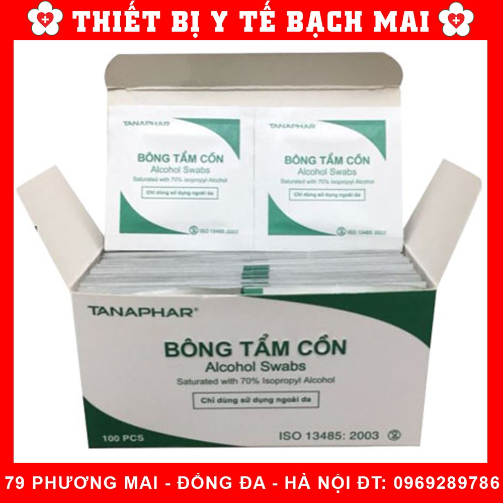 Bông Tẩm Cồn Tiệt Trùng Alcohol Pads TANAPHA [Hộp 100 Miếng]