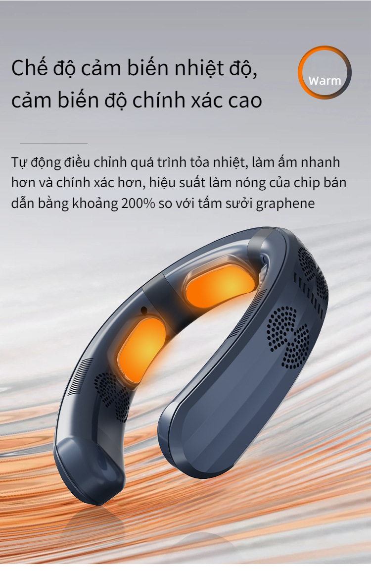 Quạt đeo cổ không cánh tích hợp chip bán dẫn công nghệ làm lạnh sâu, quạt đeo cổ mini pin lên tới 18 tiếng