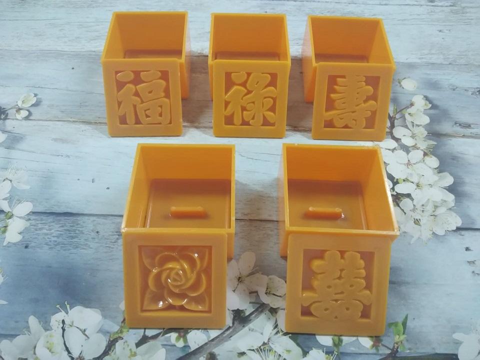 BỘ 5 KHUÔN XÔI VUÔNG 8CM PHƯỚC LỘC THỌ HỒNG HỶ