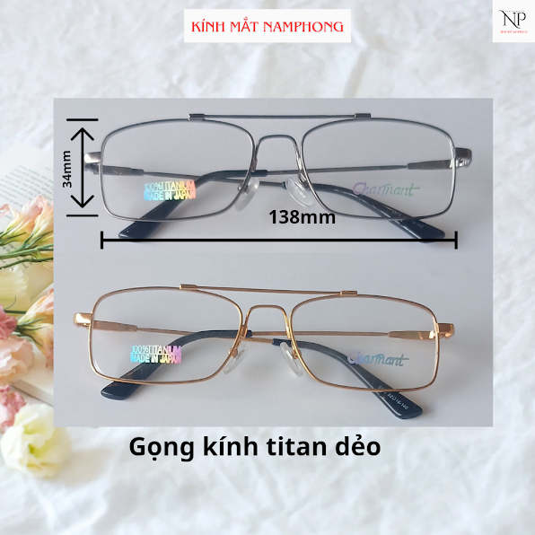 Gọng dẻo[charmant ]titanium 2 cầu  . Lắp kính cận, viễn ,vv