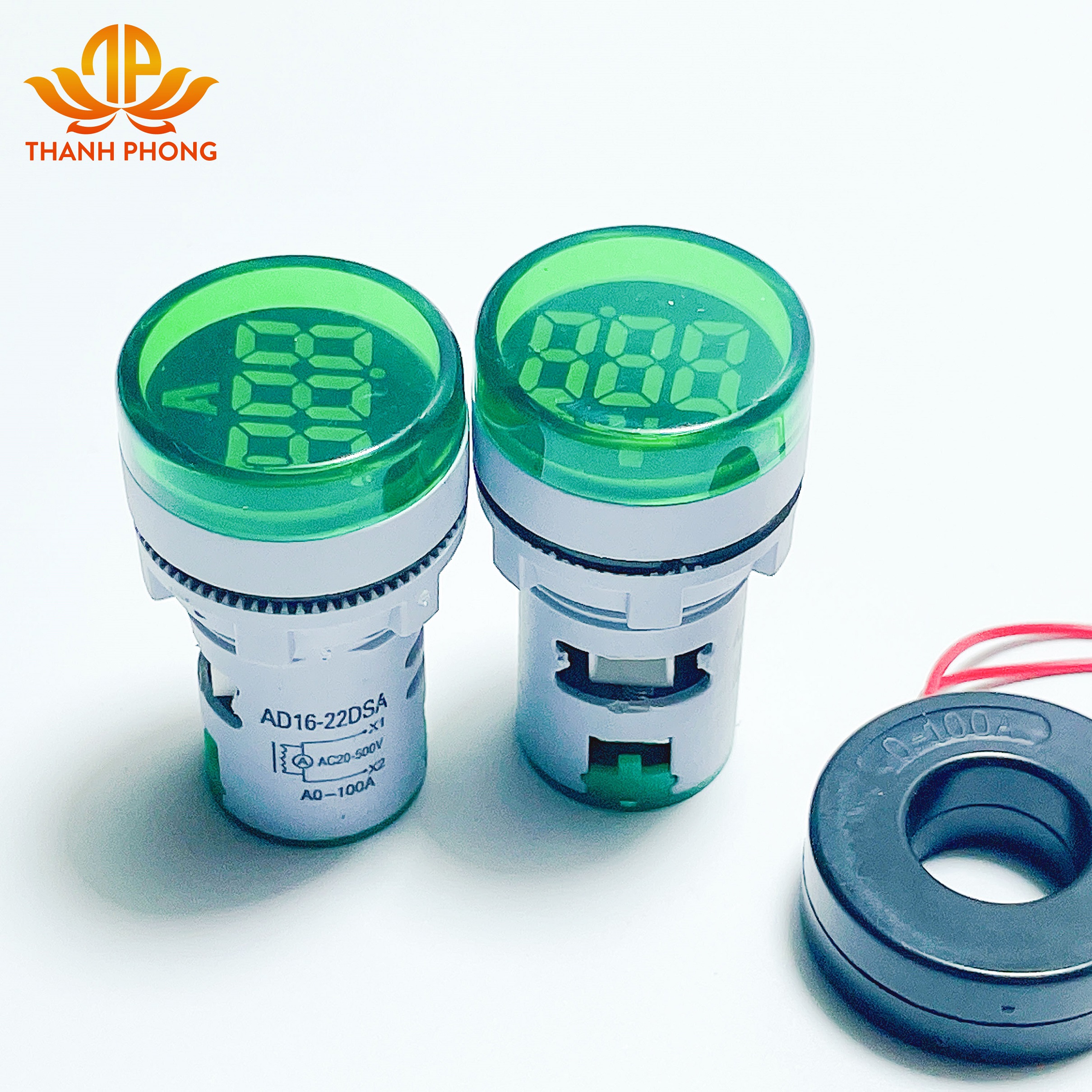 Đèn Báo Hiển Thị Ampe 100A Phi 22 AC 20-500V