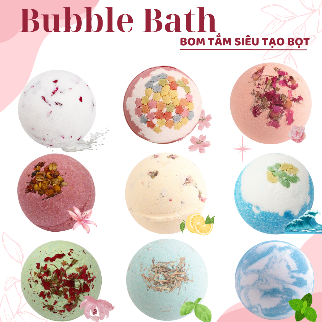 [TỔNG HỢP] Bom tắm Tạo Bọt - Super Bubble Bath Bomb- Romantic Bath Bomb|- 100g