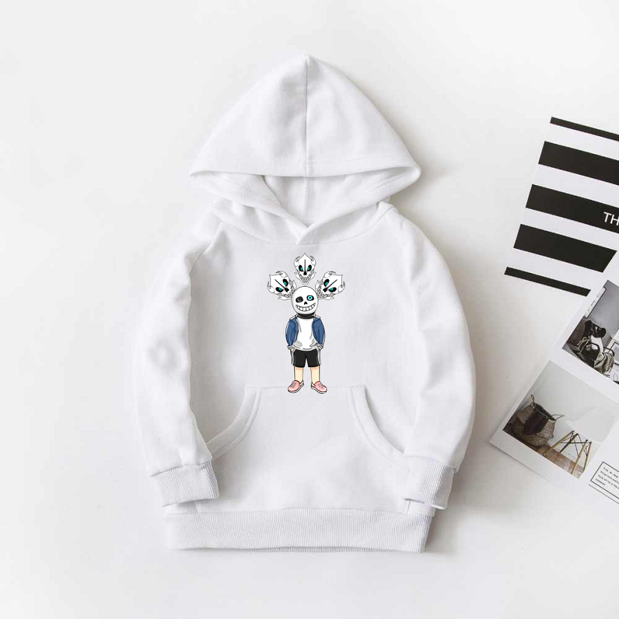 Áo Hoodie in hình Sans Undertale nỉ bông màu trắng cực đẹp cho bé trai bé gái