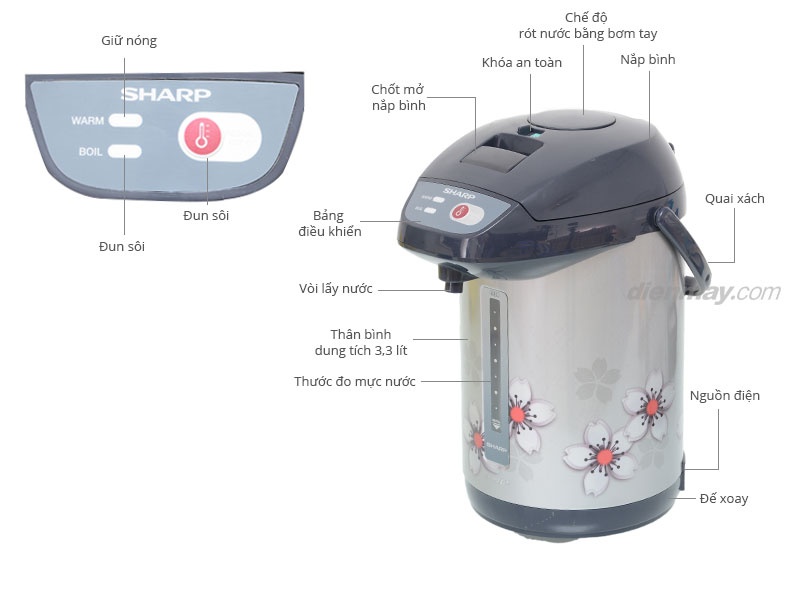 Bình thủy điện Sharp KP-Y33BTV 3.3 lít