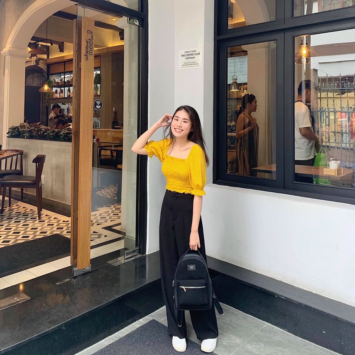 Set quần suông + bẹt vai nhúng