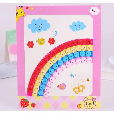 [Hoàn Tiền 10%]Tranh dán nút áo thủ công cho bé
