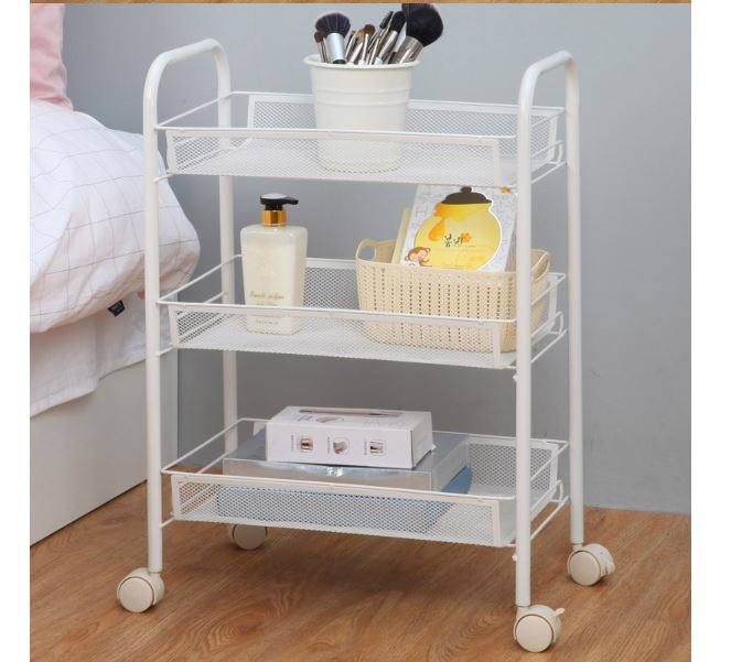 Kệ Spa 3 Tầng khay Mắt Lưới Có Bánh Xe