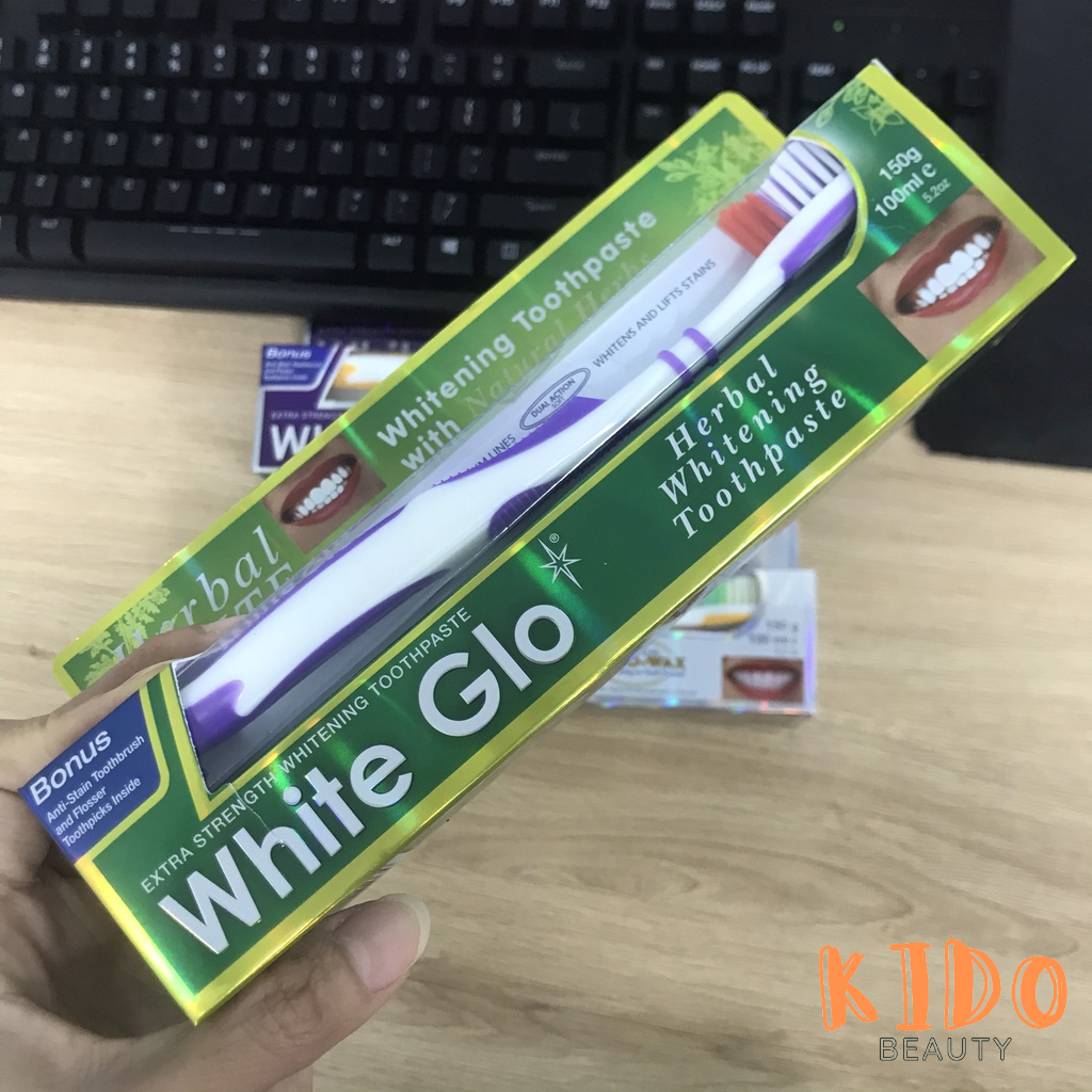 White Glo 150g toothbrush set (red/purple/blue/yellow/white)