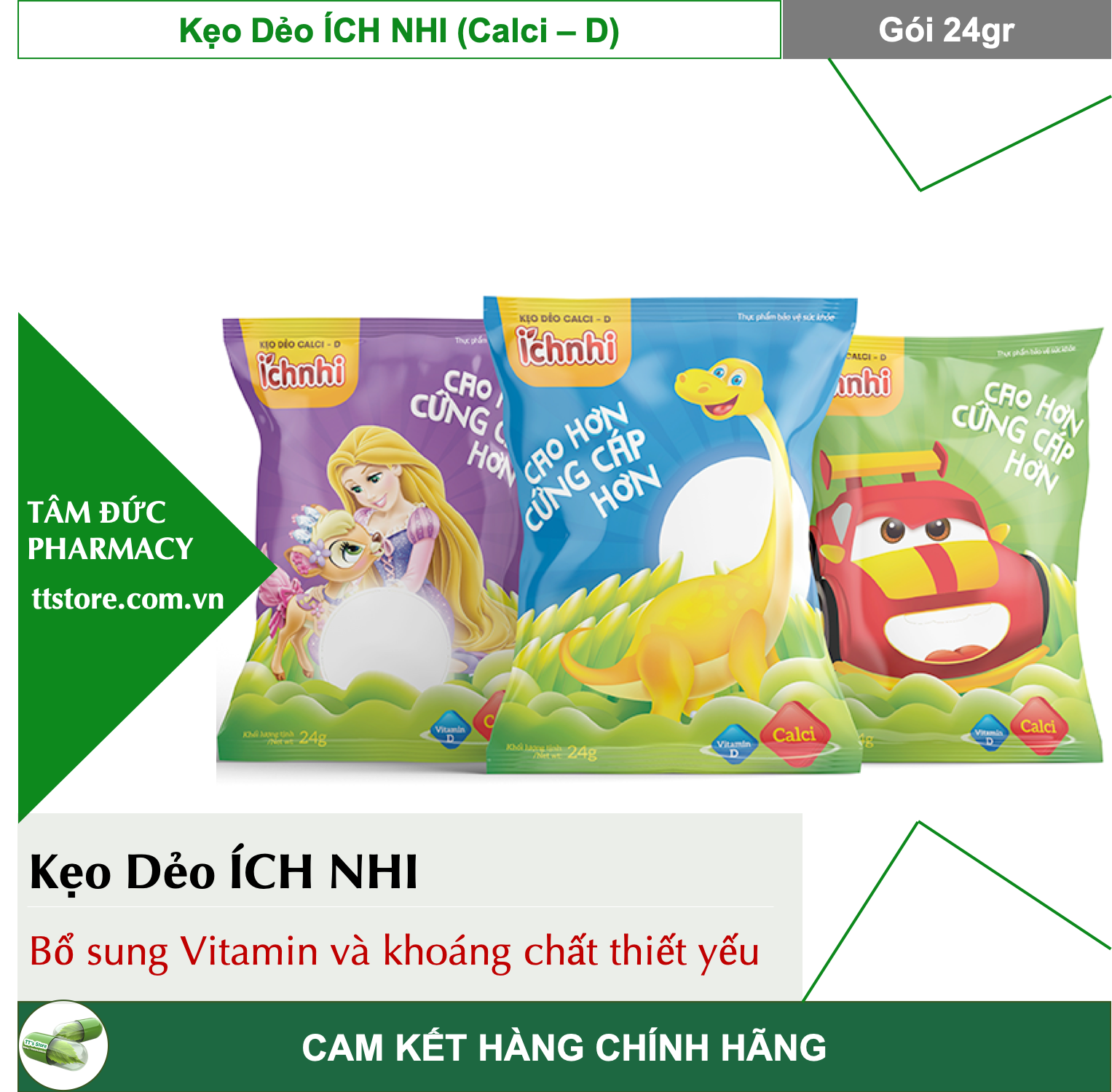 [HCM]Kẹo Dẻo ÍCH NHI Calci - D [Túi 20gr] - Nam Dược