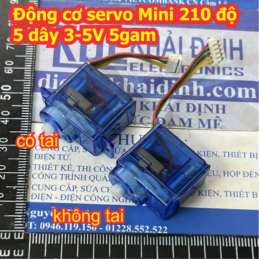 Động cơ servo Mini xanh dương 210 độ 5 dây 3-5V 5gam không tai / có tai kde7940