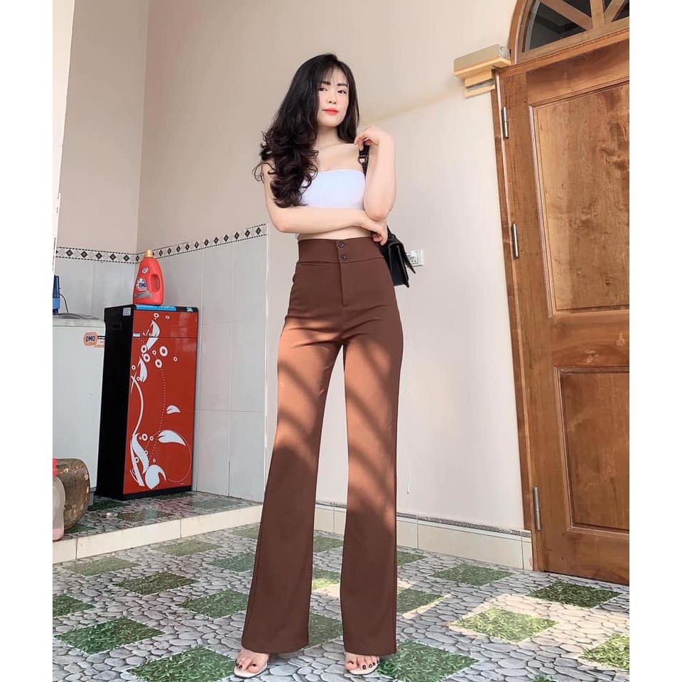 Quần ống loe 2 cúc tôn dáng