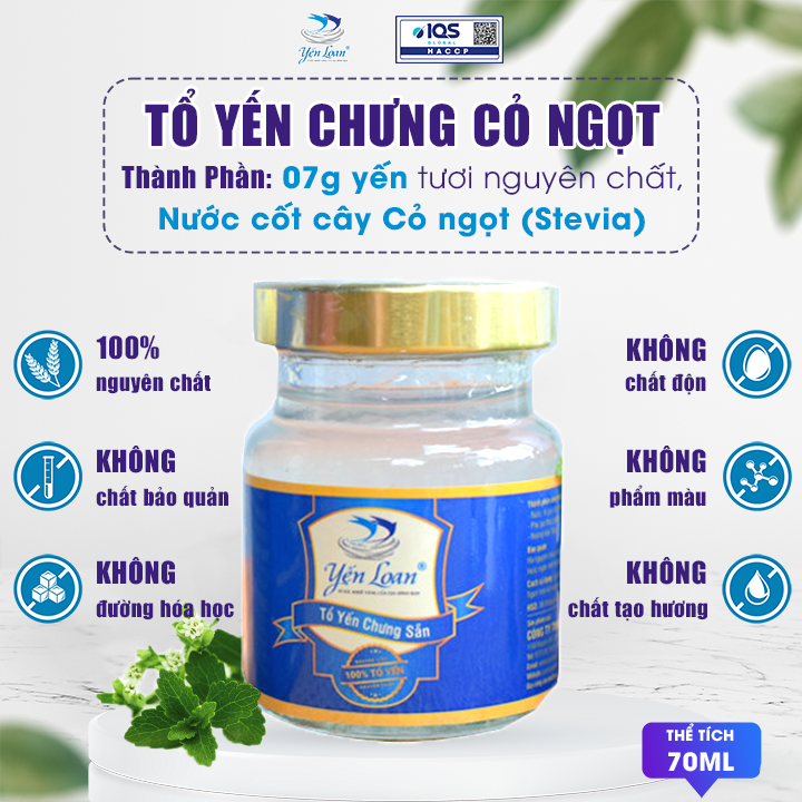 [ YẾN SÀO YẾN LOAN ] - Yến hũ 7g yến chưng sẵn với Cỏ ngọt không chất bảo quản rất tốt cho người cao tuổi giúp phục hồi sức khỏe