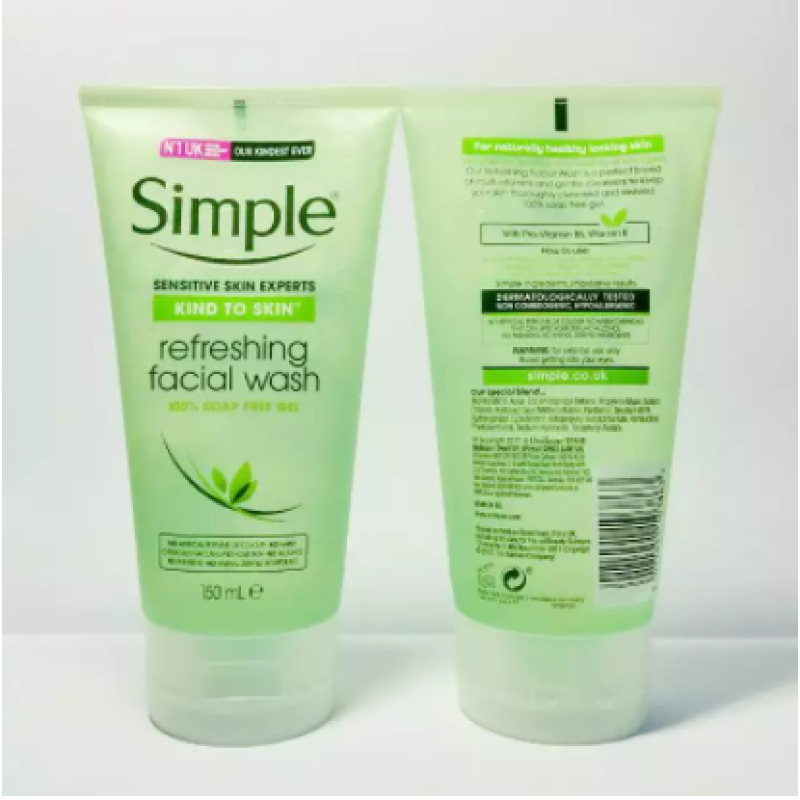 [HCM]Sữa Rửa Mặt Dạng Gel Simple Kind To Skin Refreshing Facial Wash 150ml (Dành cho da nhạy cảm ) nhập khẩu