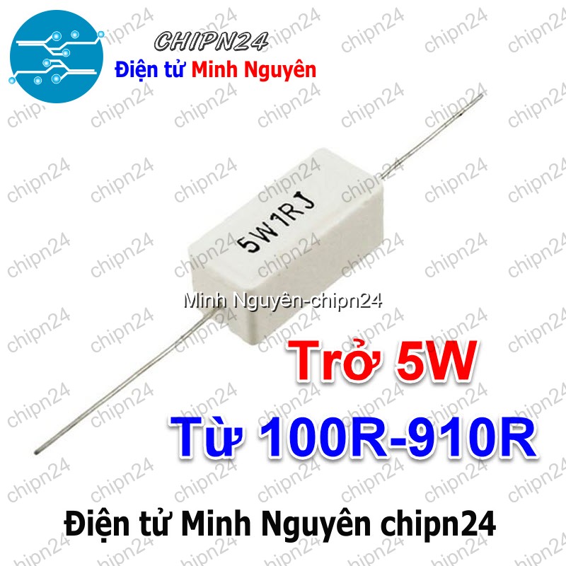 [3 con] (F318) Điện Trở Sứ 5W 5% Loại Nằm (Từ 100R đến 820R) - [Chọn Loại] - HHH.00403
