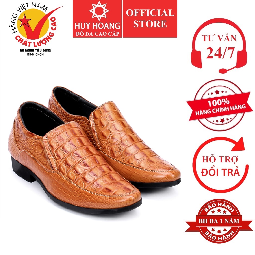 Men's yellow crocodile grain cow leather shoes hk7130