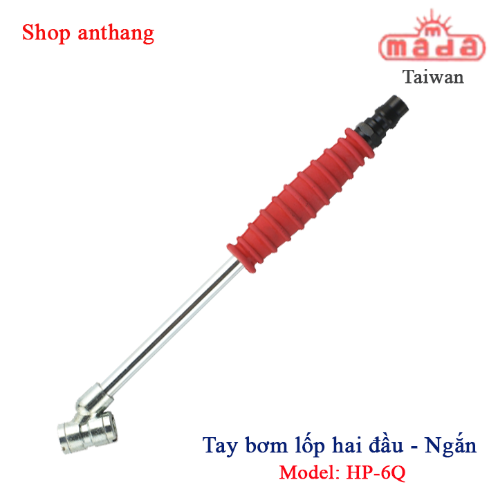 Tay bơm lốp (ngắn) hai đầu bơm MADA - Đài Loan