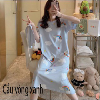 Đầm Ngủ,Váy Ngủ,Đồ Mặc Ở Nhà Họa Tiết Hoạt Hình Dễ Thương (Không Bao Gồm Túi Rút)