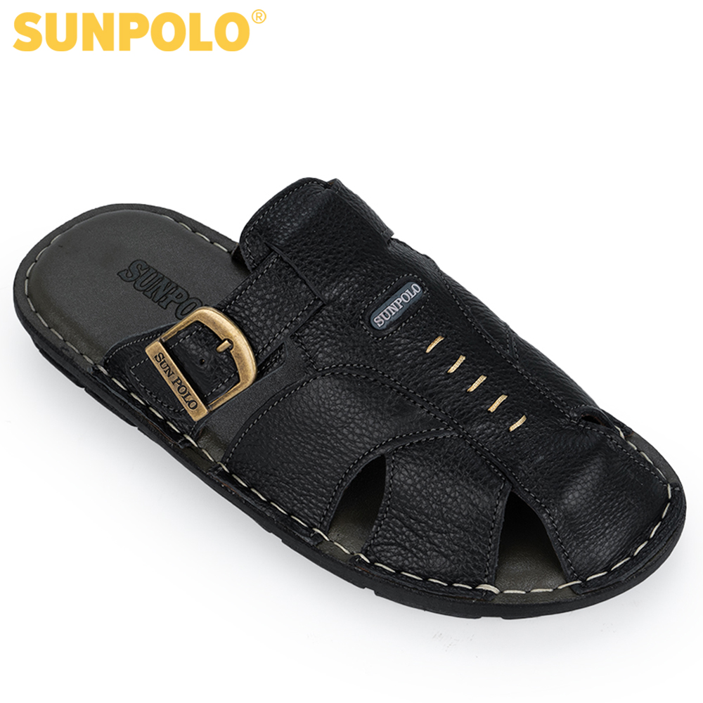 Dép bít mũi nam da bò sunpolo có size 44, 45 abi007