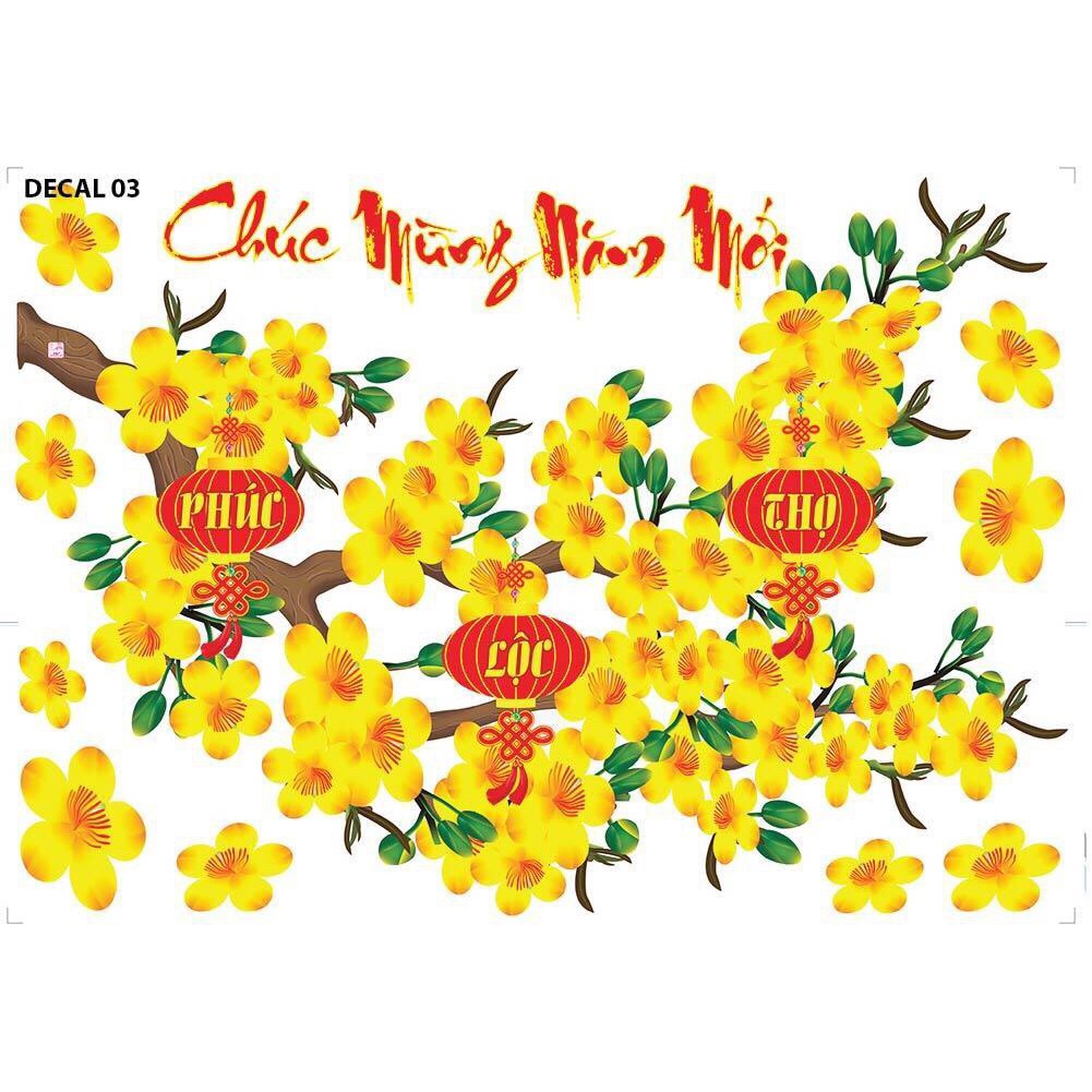 [HCM]Decal tết 4D nổi  2024 mai vàng khoe sắc