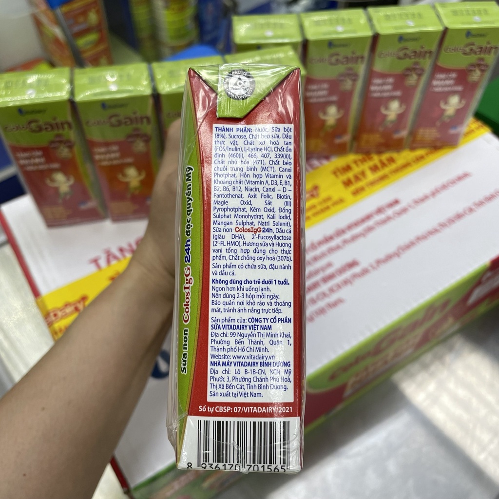 (Tặng Quà, Có Thẻ Cào QR) Thùng 48 Hộp 180ml Sữa Bột Pha Sẵn Colos Gain (BIBISTORE)