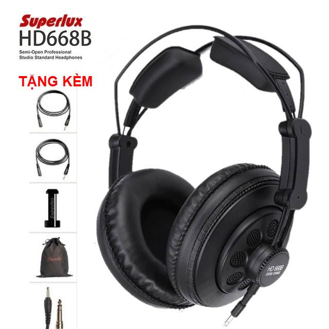 Tai nghe kiểm âm Superlux HD668B (Đen) - Hàng công ty nhập khẩu và phân phối - Bảo hành 6 tháng