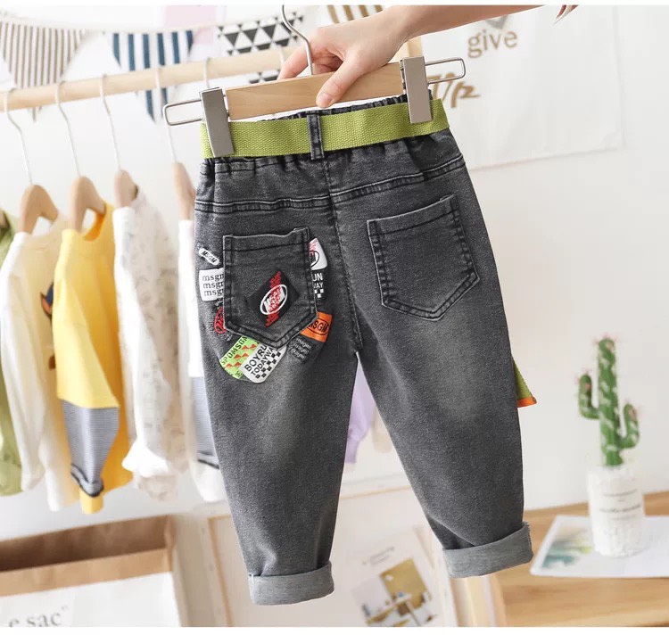 Quần Jean Dài Kiểu Hàn Quốc Thời Trang Cho Bé Trai Hàng Quảng Châu Cao Cấp(QB12)