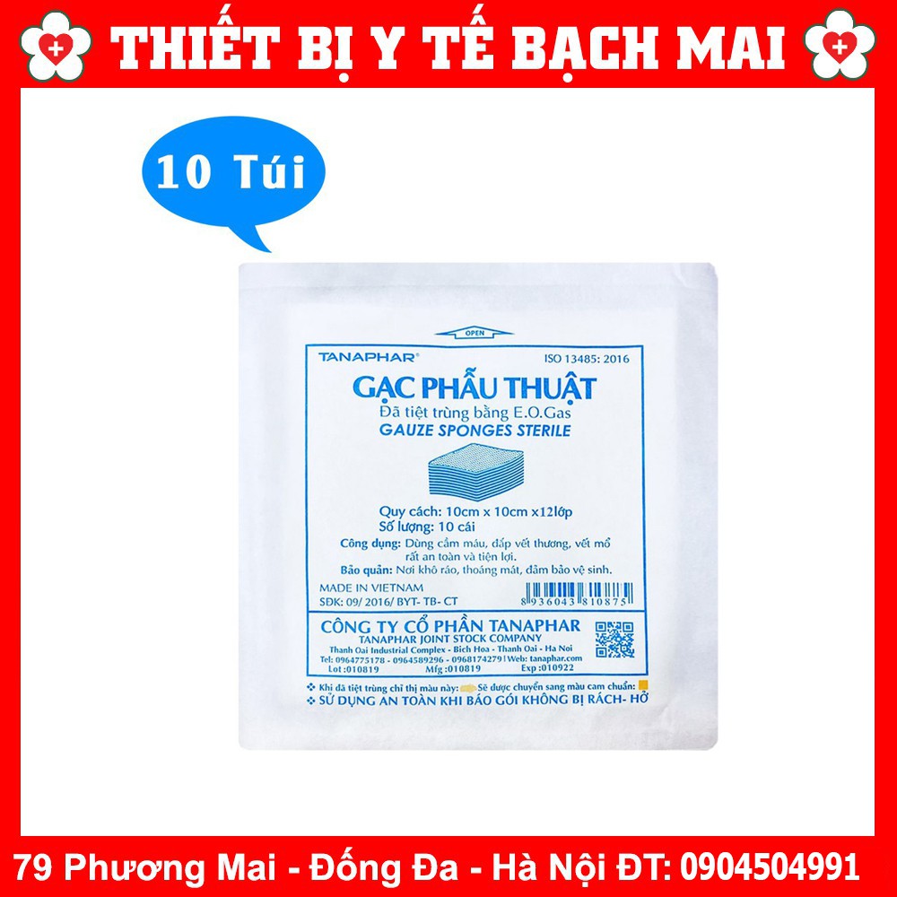 Gạc phẫu thuật - gạc đã tiệt trùng tanaphar combo ưu đãi miếng 12 lớp