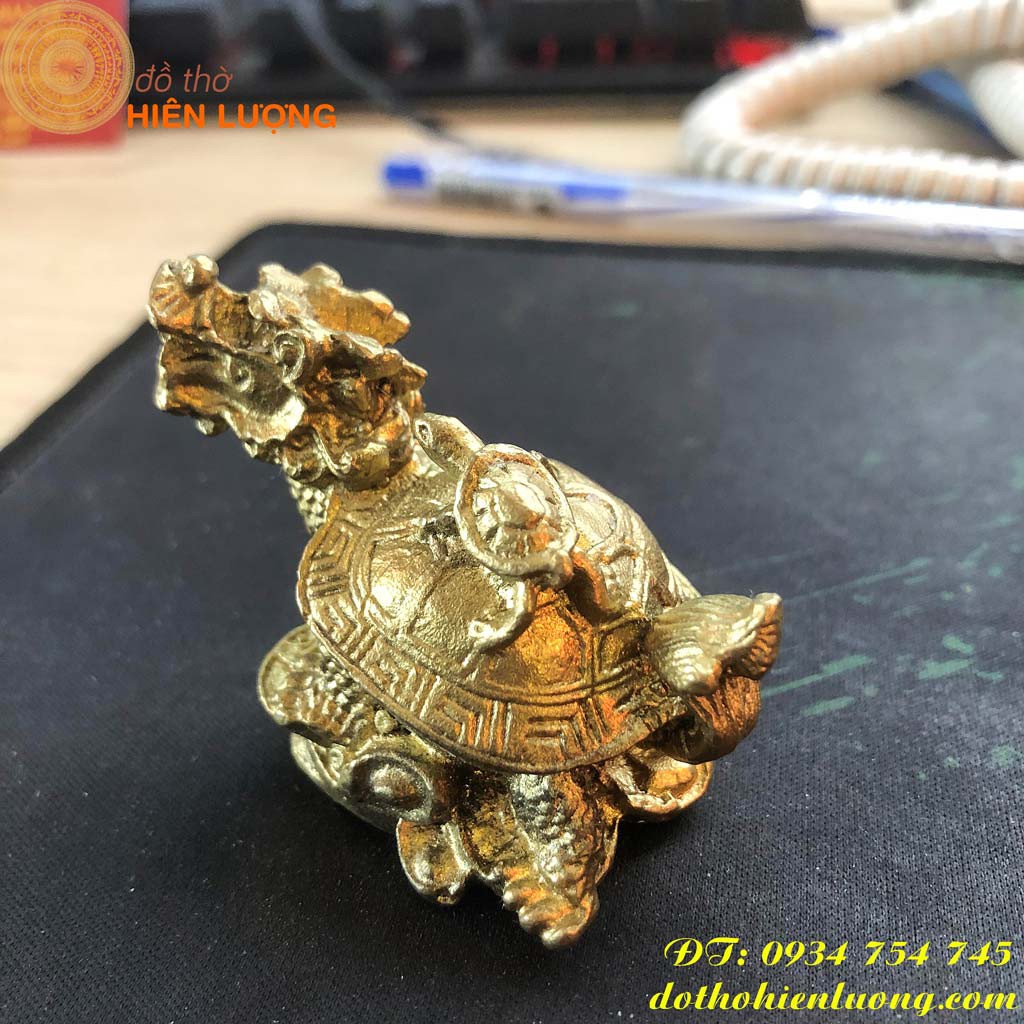 Long Quy Mini Bằng Đồng Phong Thủy Cao 5cm- Rùa Đầu Rồng