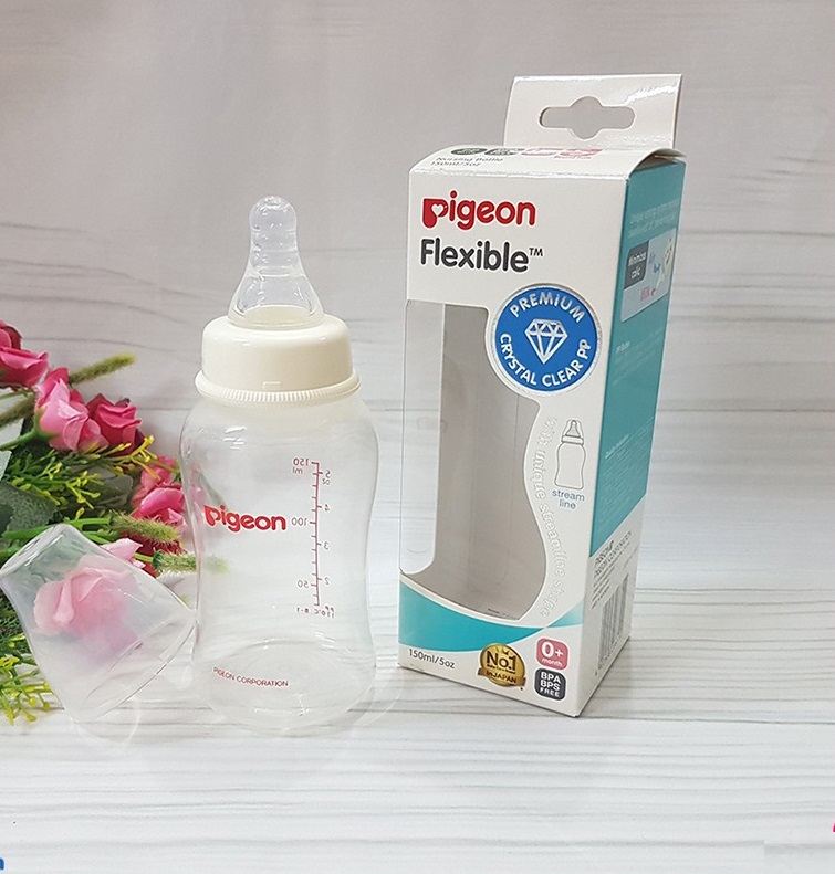 Bình sữa Pigeon PP Streamline 150ml /250ml cổ hẹp (NEW)
