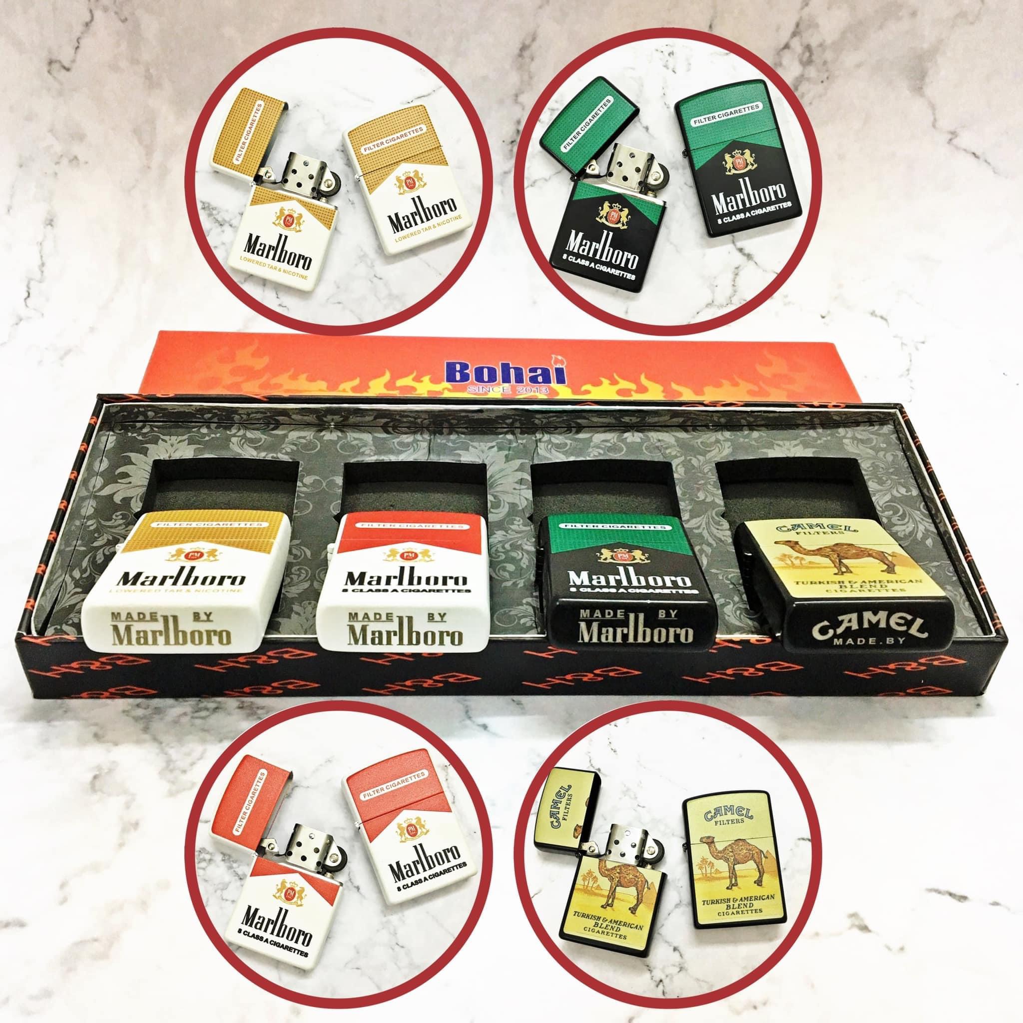 [HCM] Bộ 4 Bật Lửa Zippo Hình Logo Các Loại