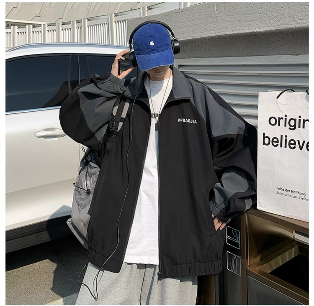 Áo khoác dù cổ trụ chuẩn form unisex năng động thoải mái cá tính