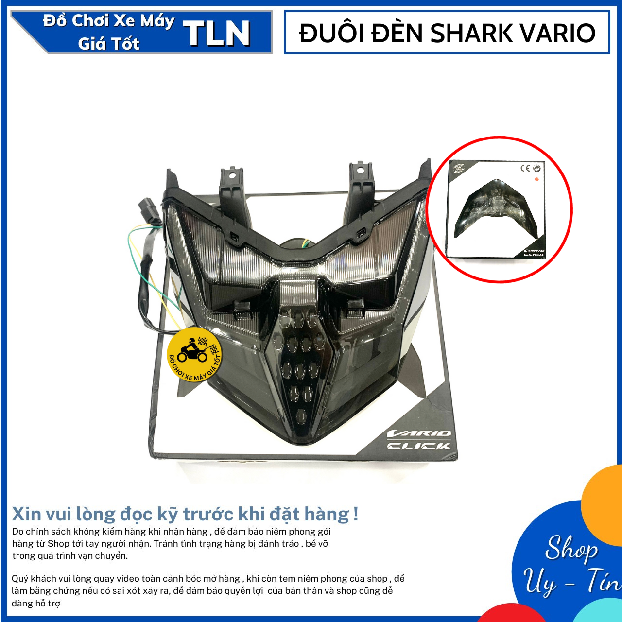 Đuôi đèn hậu shark cho xe vario - click