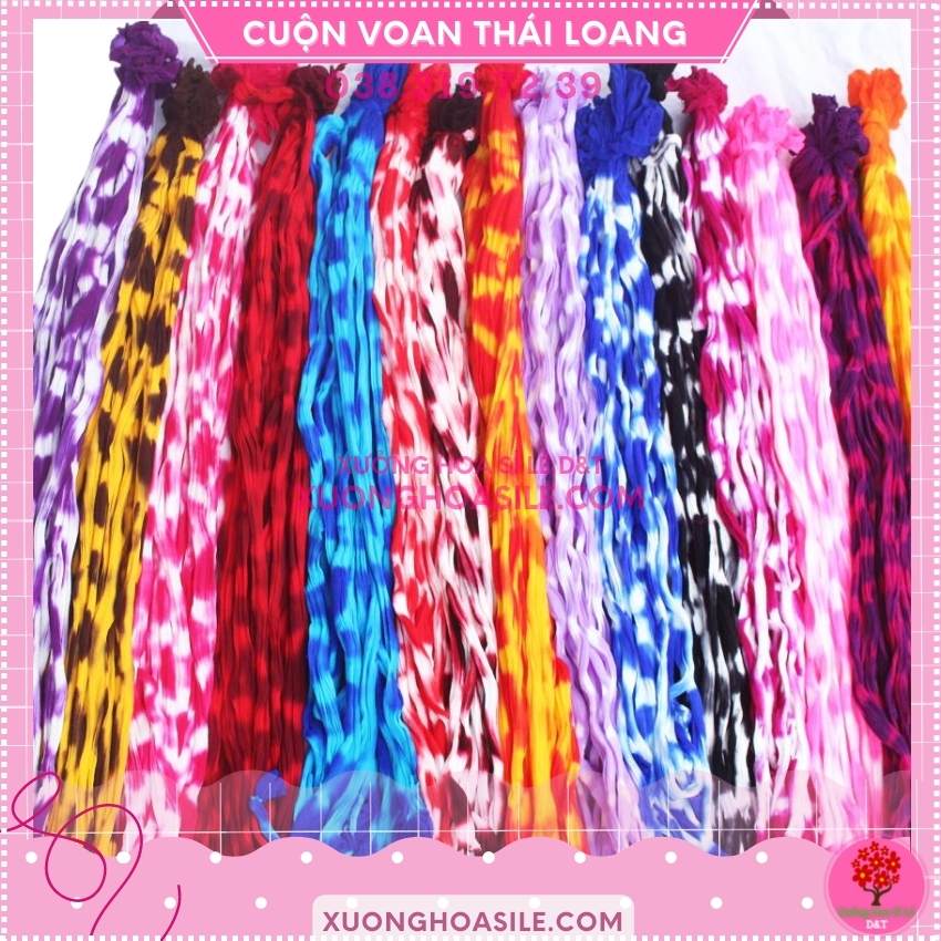 Cuộn voan thái loang 1 cuộn 3 sợi làm hoa voan, vải làm hoa voan