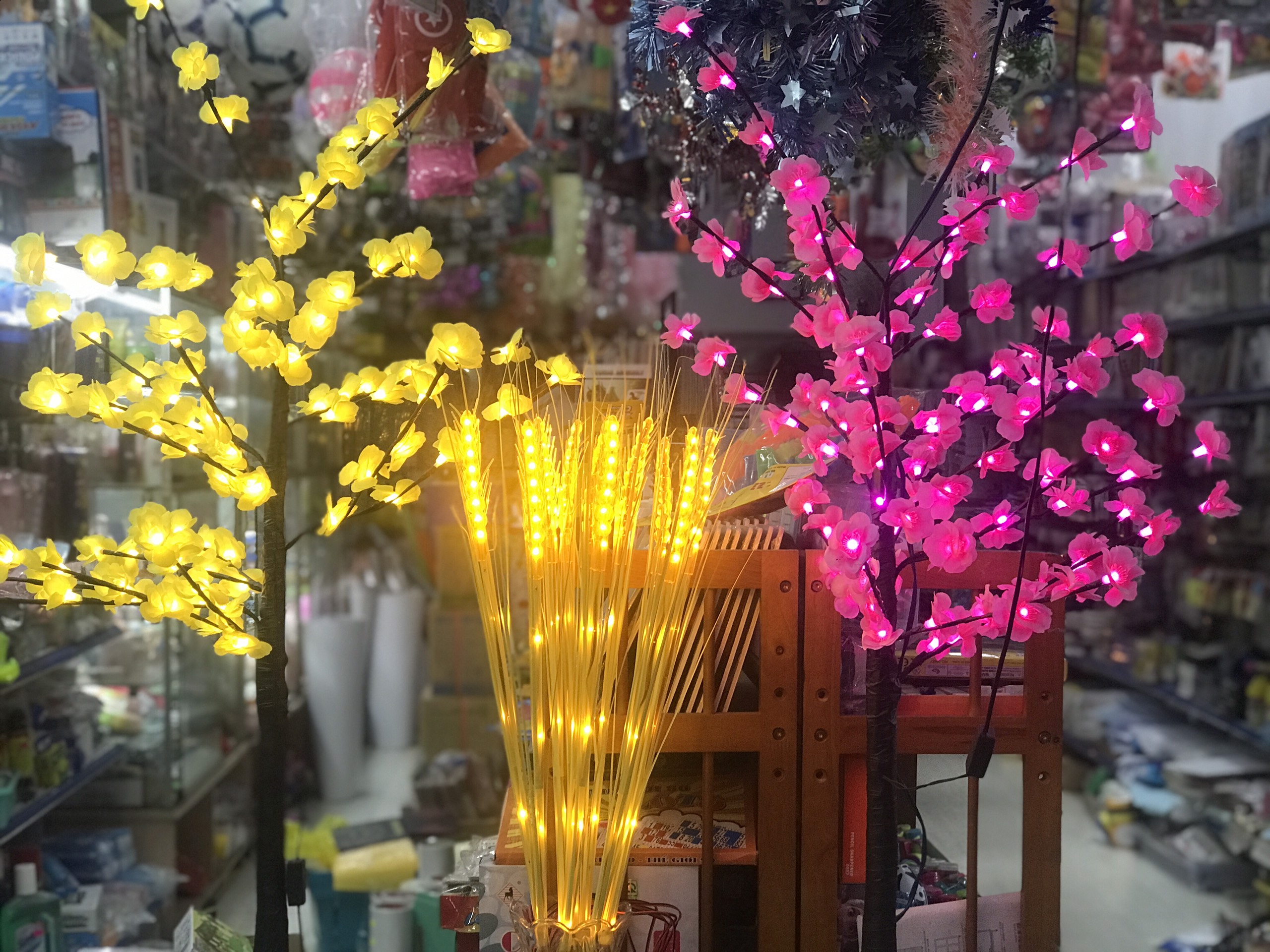 Bông lúa vàng led trang trí bó 10 bông tặng kèm phíc cắm
