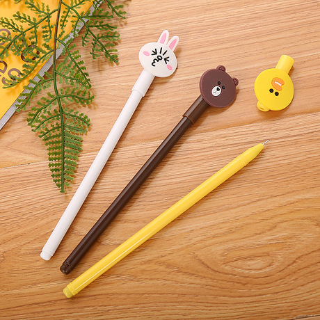 Combo 3 bút bi nước gấu line silicon cute