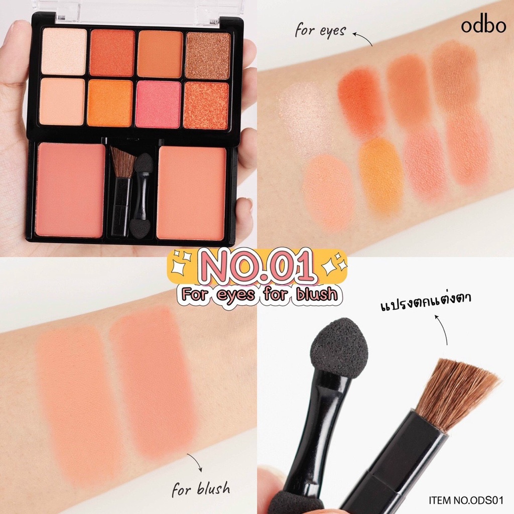 (Mẫu Mới) Bảng Phấn Mắt Kèm Má Hồng Odbo 2 Tầng