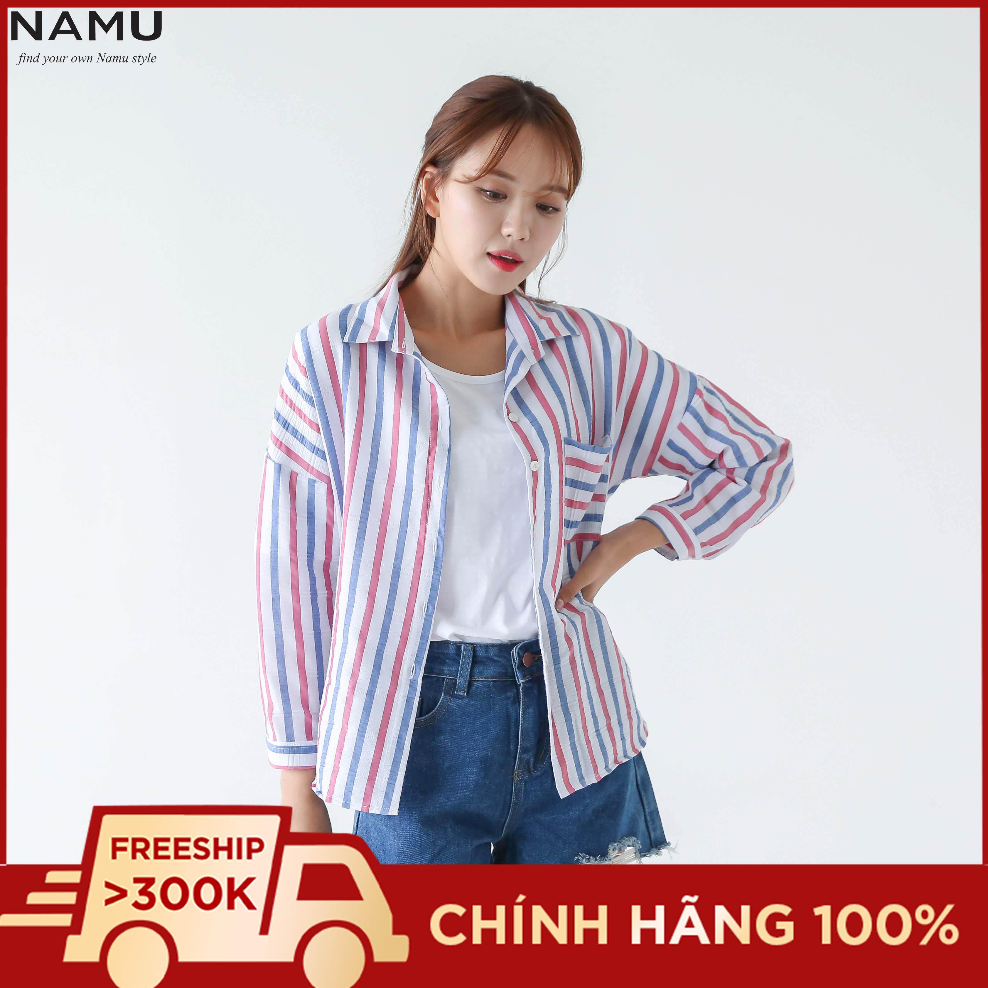 Áo sơ mi sọc dọc oversize hiệu NAMU 908021079