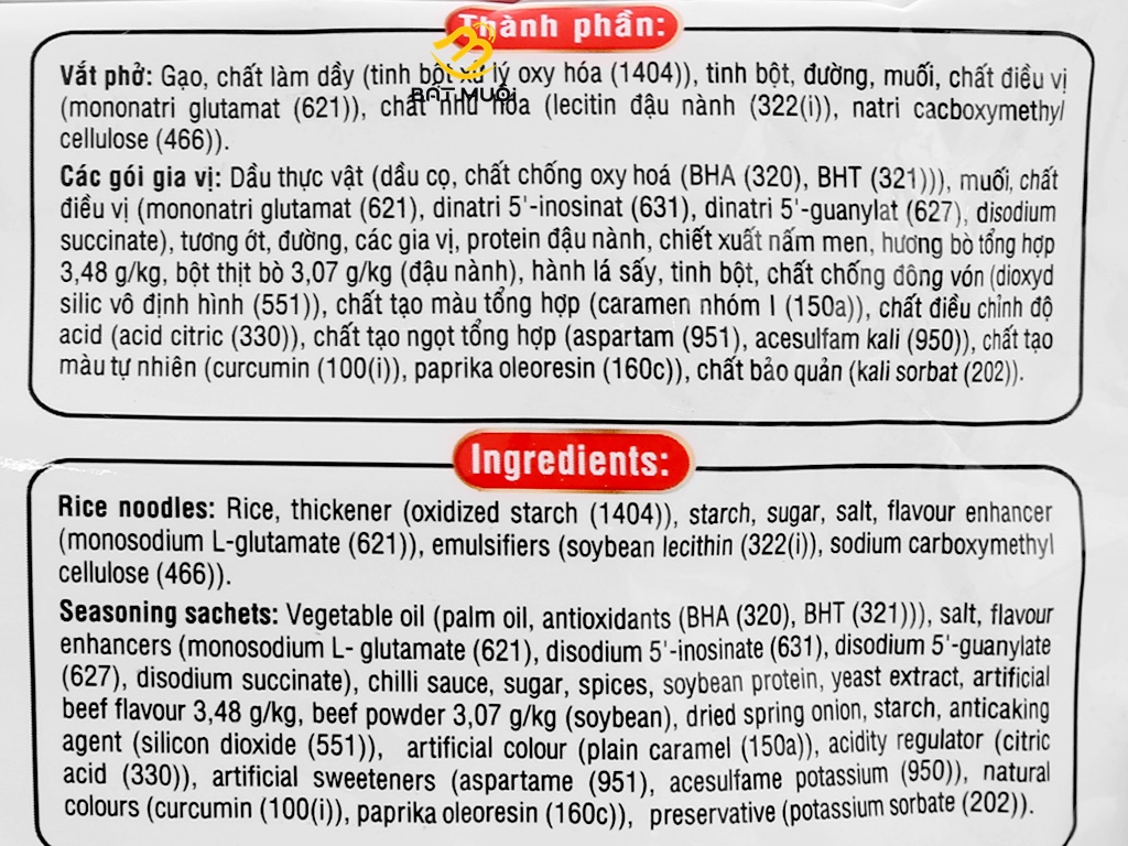 [Chọn vị] Phở Đệ Nhất gói 63g (bò, gà, bò tái lăn...) - Thùng 30 gói - CTY BÁT MUỘI