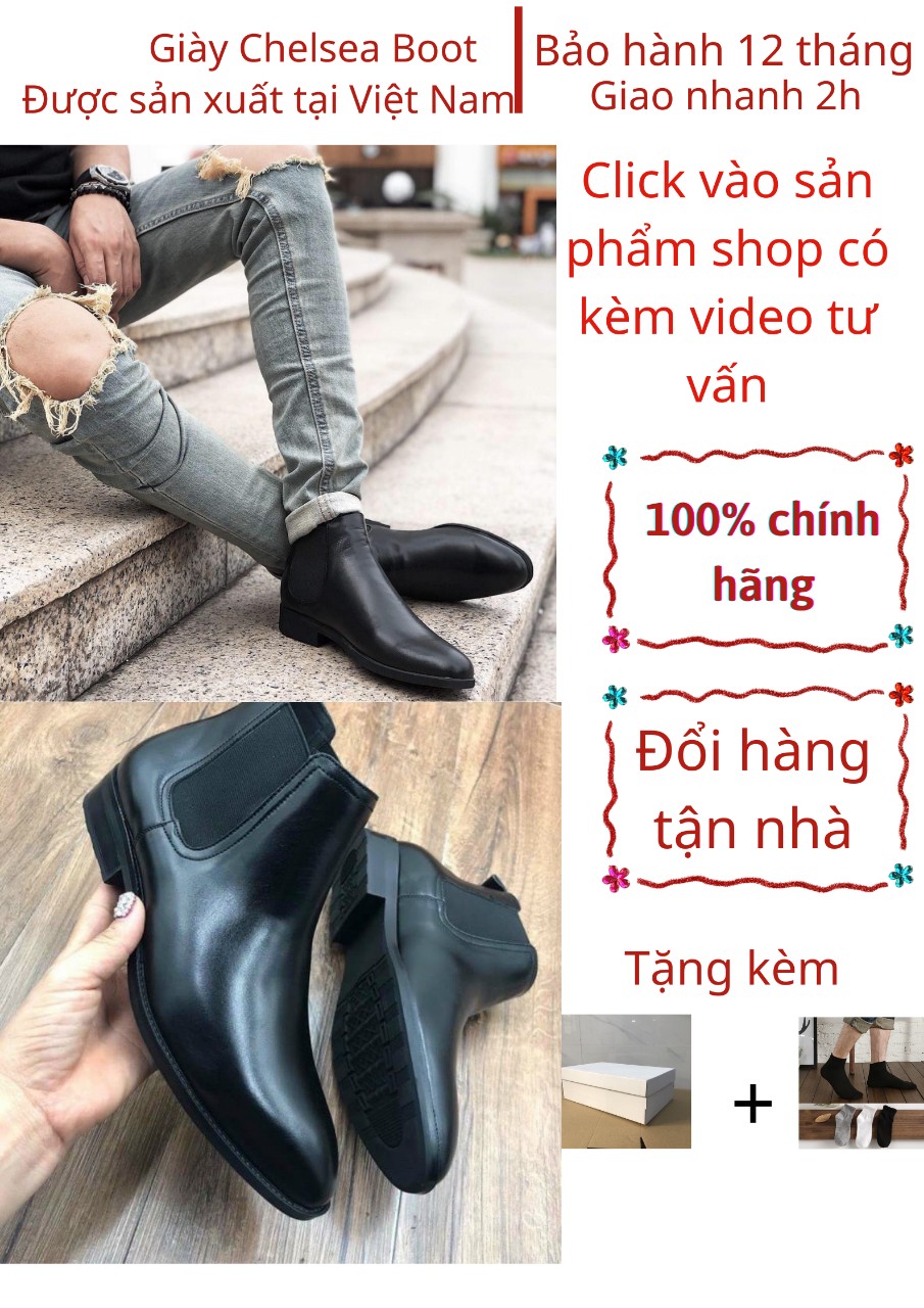 [HCM]Giày Nam Chelsea Boot Cao Cổ Cao Da Bò Thật