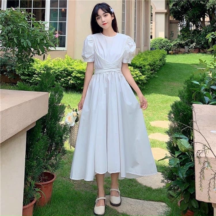 Đầm lệch tà chéo eo 2 màu