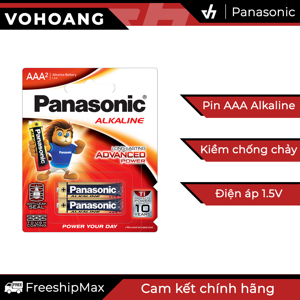 Bộ 2 pin Panasonic Alkaline AAA LR03T dung lượng cao, chống chảy nước