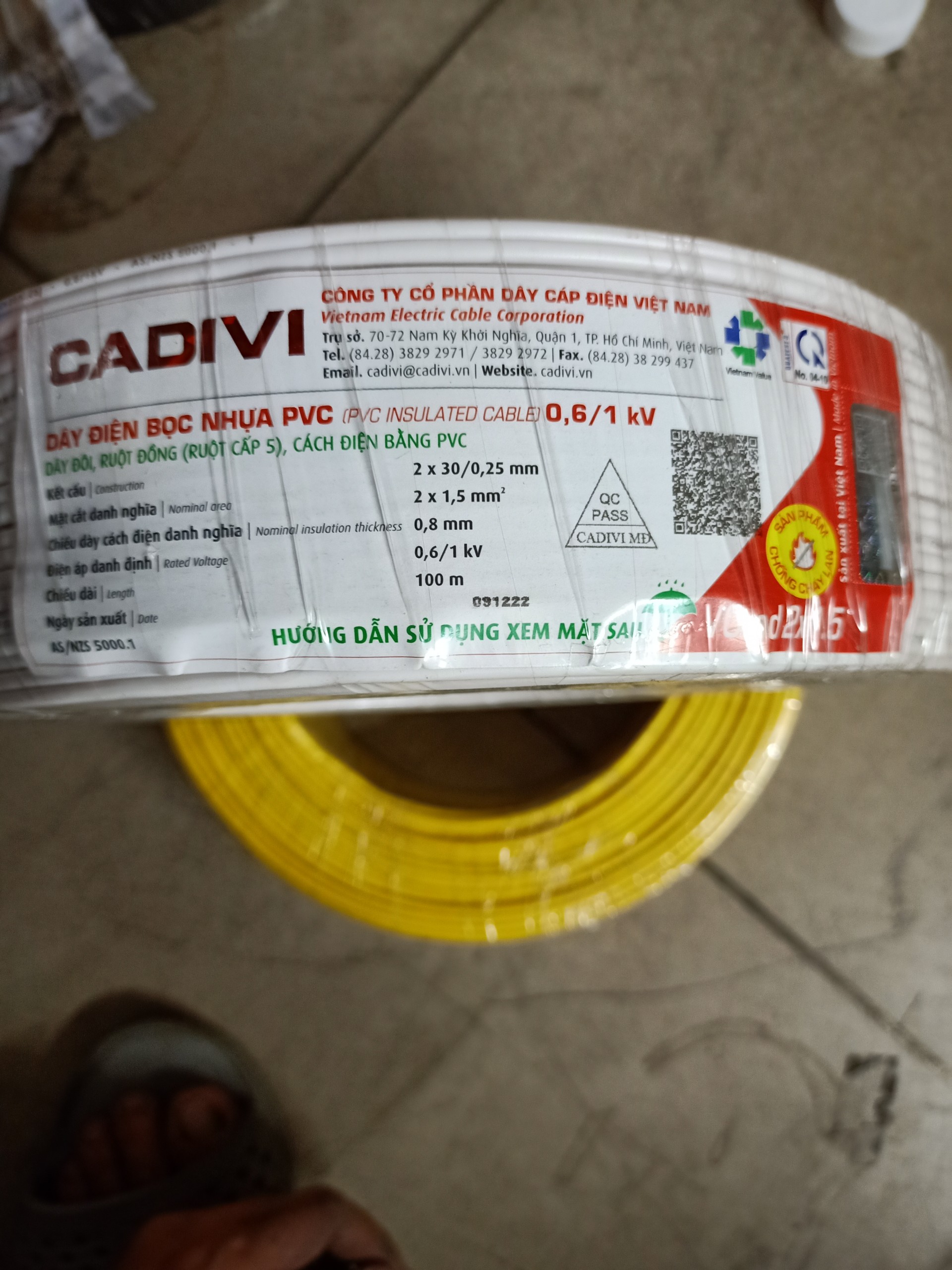 DÂY ĐIỆN ĐÔI CADIVI 2 x 30