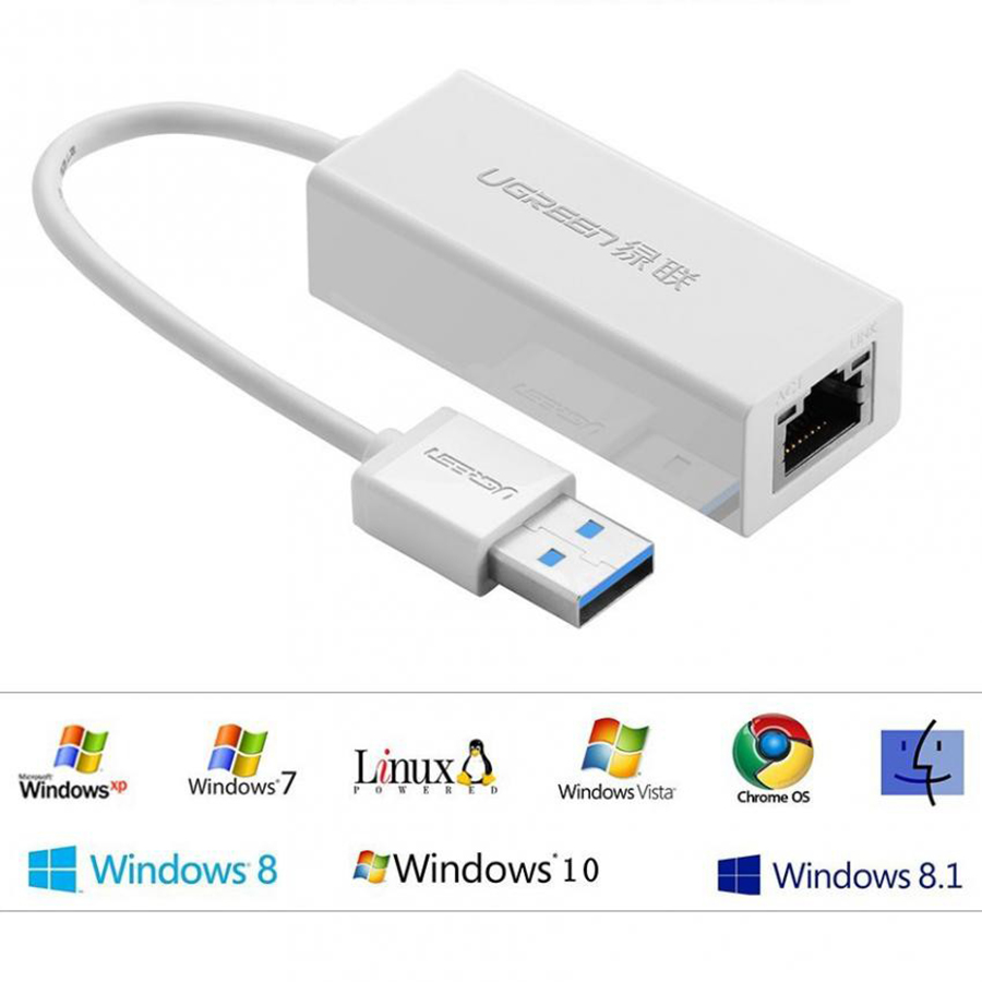 Cáp chuyển USB 3.0 to Lan Ugreen 20255 hỗ trợ 10/100/1000 Mbps  - HapuStore