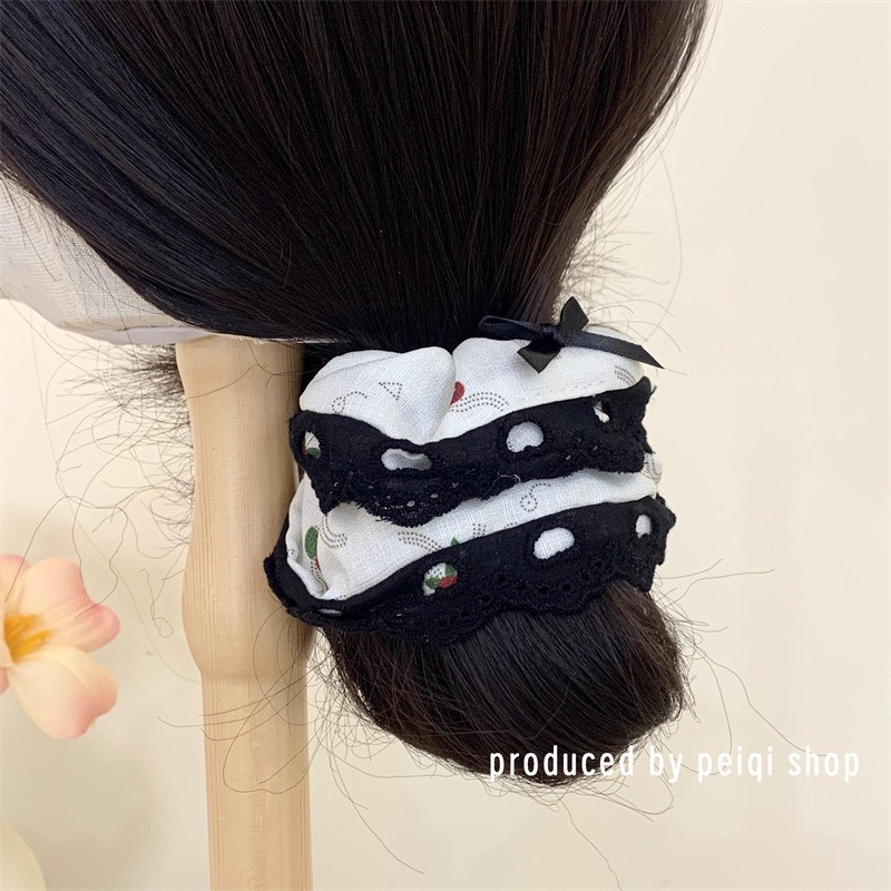 SCRUNCHIES LỤA CÁT CHERRY  - CỘT TÓC VẢI THỜI TRANG NỮ HOT TREND
