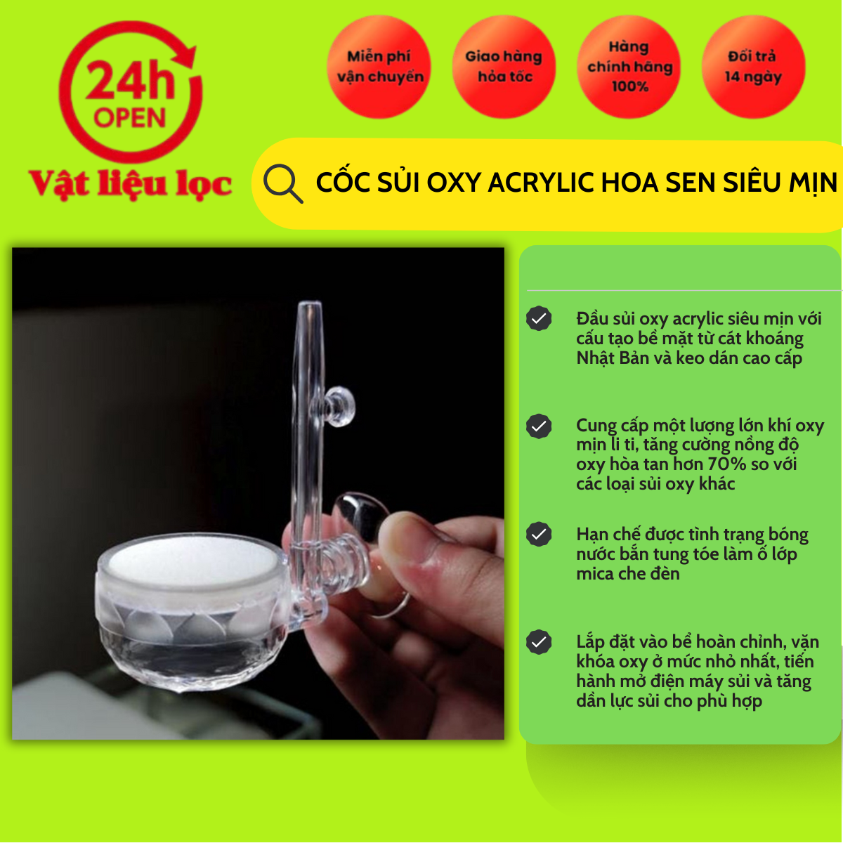 Cốc Sủi Oxy Acrylic Lotus Siêu Mịn