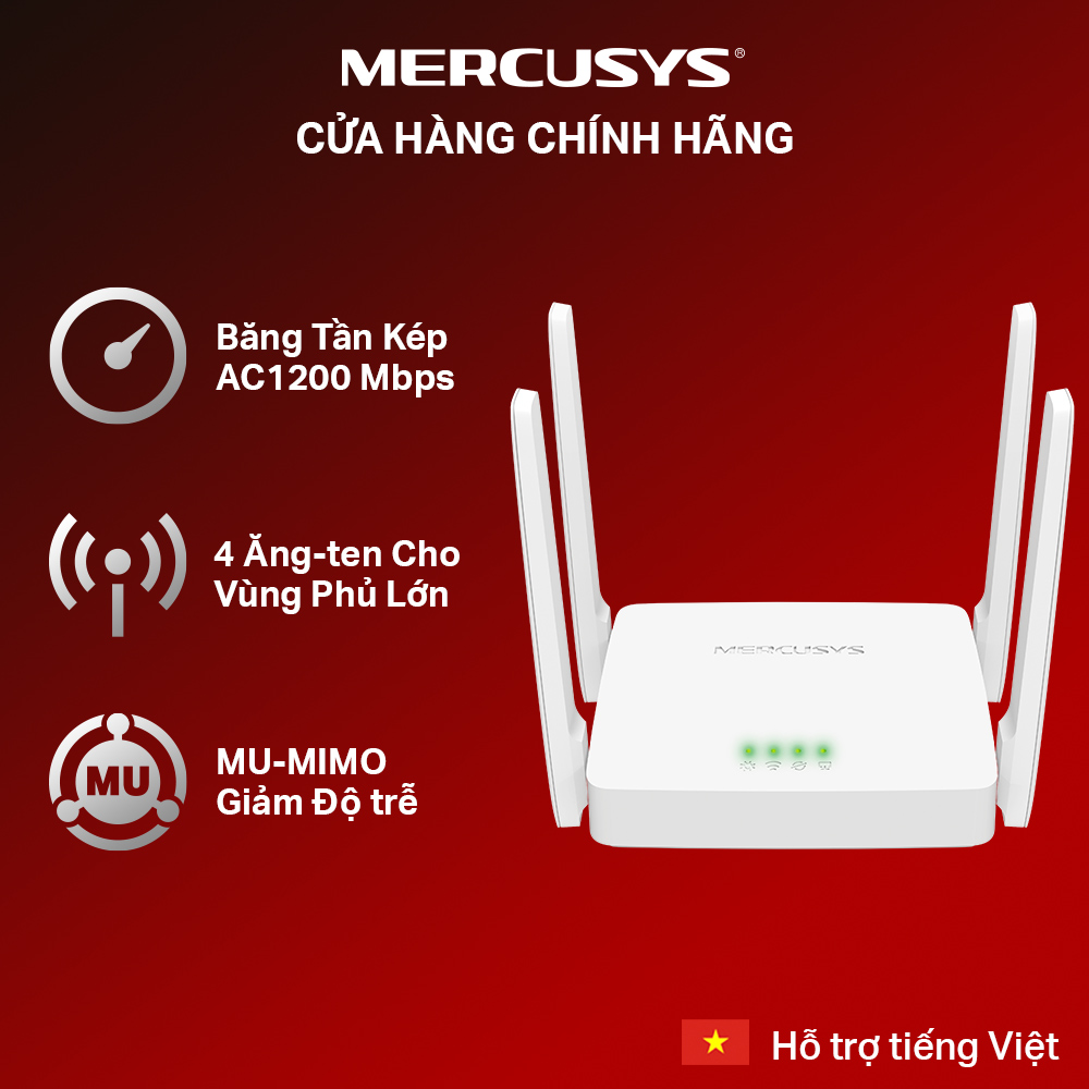 Bộ Phát Wifi Mercusys AC10 Băng Tần Kép Chuẩn AC1200